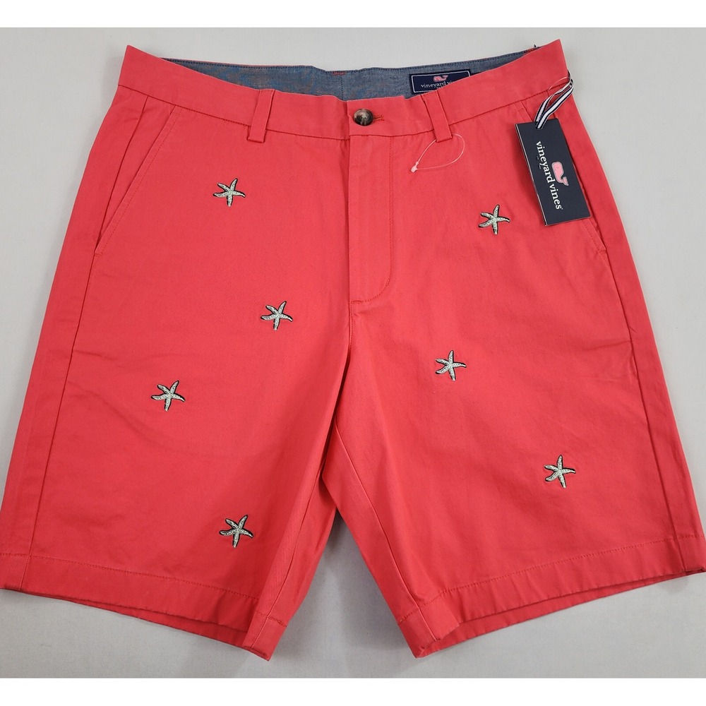 Vineyard Vines Mens 32 Breaker Shorts Pink Starfish Embroidered 9 Inseam NEW